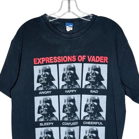 Star Wars Black Short Sleeve Expressions of Darth Vader T-shirt Size L Vintage - Picture 2 of 11